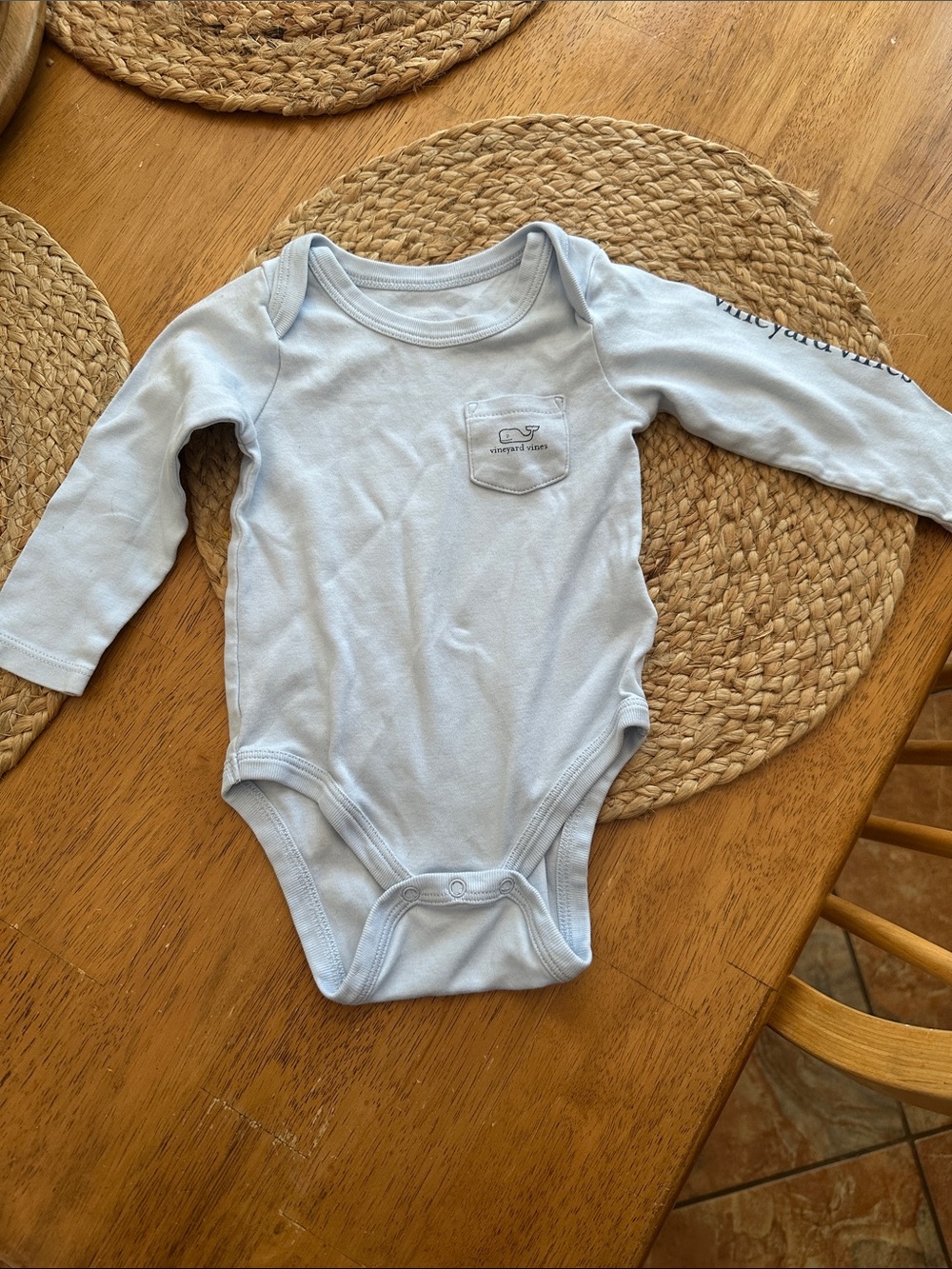 Vineyard Vines Baby Light Blue Long-Sleeve Bodysuit